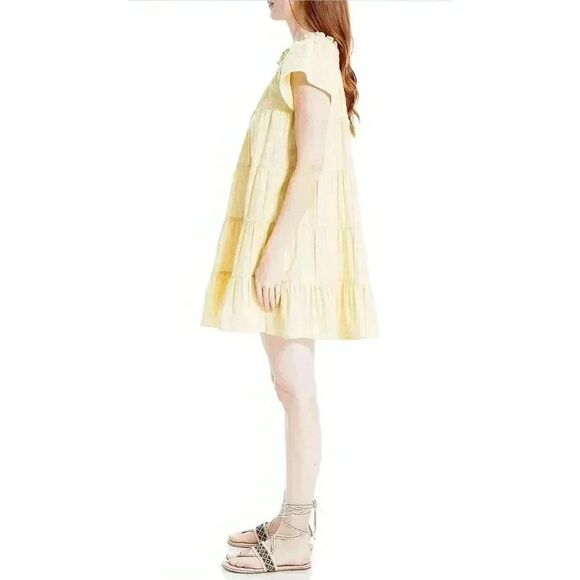 Max Studio Women's Yellow Smocked Babydoll Dress - Picture 2 of 12